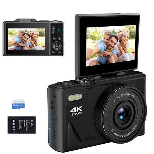 4K Digital Camera with Camera Lens, Vlogging Camera with LED Fill light & 6 Filter Effects, Portable Compact Digital Camera for Photography & Video Recording Camera Digital, Stocking Fillers Gift