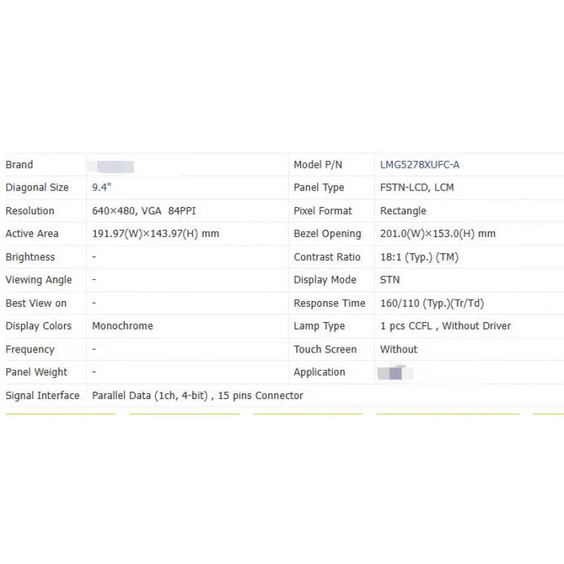 LMG5278XUFC-A Brand New Original 9.4 Inch LCD Screen