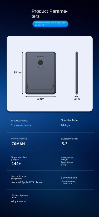 Black Technology Ai Large Model T1 Translator Ultra-thin Card Magnetic One-click Translation Global Video Inter-Translation