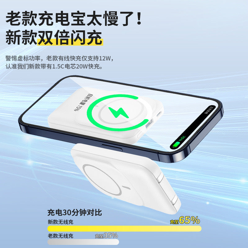 Cross-border self-contained magnetic wireless power bank10000mAh stand fast charging portable power bank