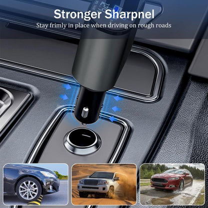 4 in 1 Retractable Car Charger, USB C Fast Charging Adapter[Max100W] with Lightning Cable&Dual Charge Port Compatible with iPhone 15/14/13 Pro Max Plus/iPad/AirPods,Samsung Galaxy S23/S22/S10