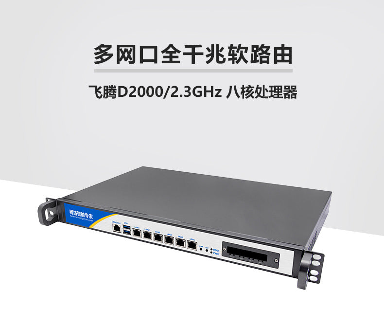 Gigabit 6-Port Chinese Soft Router Host Feiteng D 20.0million Gigabit 2/4 Optical Port Rack-Mount Industrial Control Server