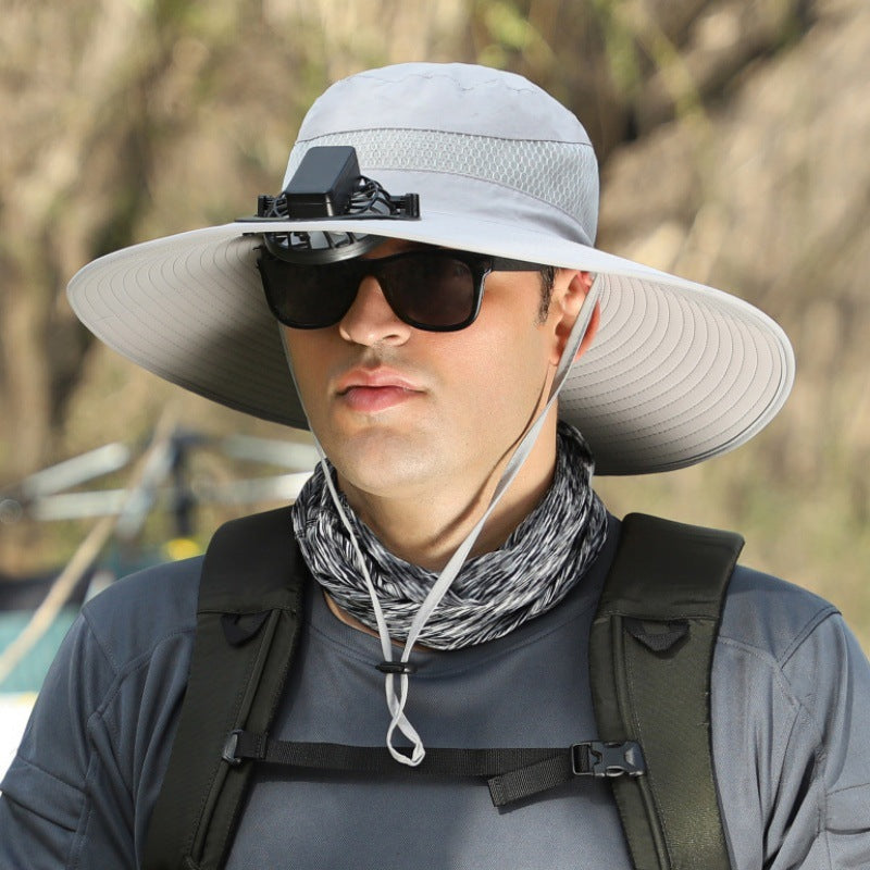 Foreign Trade Hot Item Solar Hat Rechargeable Dual Fan Men's Fishing Fisherman Hat Outdoor Sun Hat Sun Protection Hat