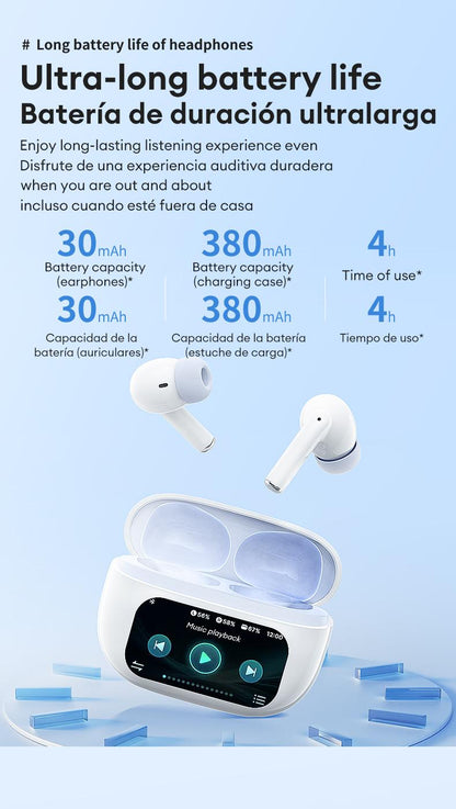 HYUNDAI Friend Pro Noise Reduction Headphones with Full Color Touch Charging Case, Robust Bass Stereo Audio Headset, IPX5 Waterproof & Anti-lost Search Function Earbuds