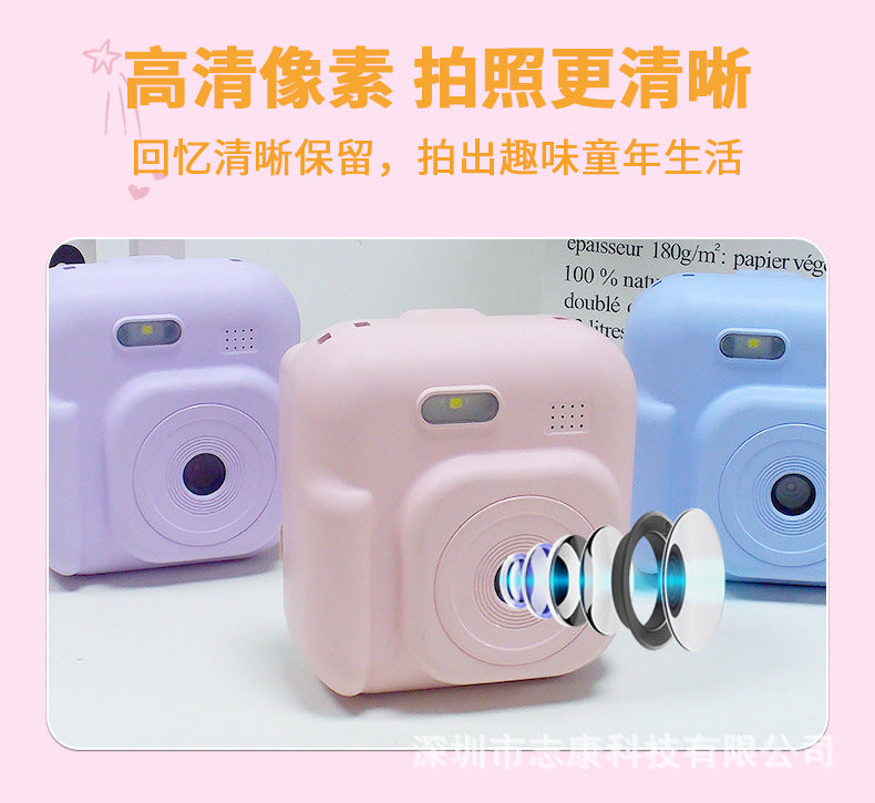 Cross-Border Children's Camera Dual-Shot Bluetooth Multi-Color Printing Camera Girl's Birthday Gift Mobile Printing Polaroid