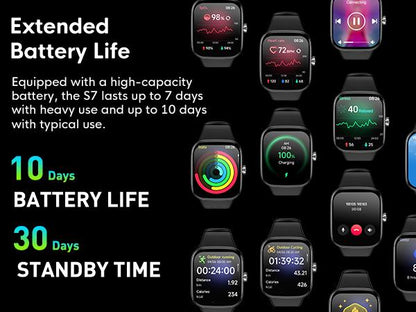 TOZO S7 Smartwatch Bluetooth Call 1.85”AMOLED Ultra HD Screen,Dynamic Dials Messages Push 100+ Sports Modes,Detect Human Health (Heart Rate,Blood Oxygen)with High Battery Life Touch Screen Watch Black