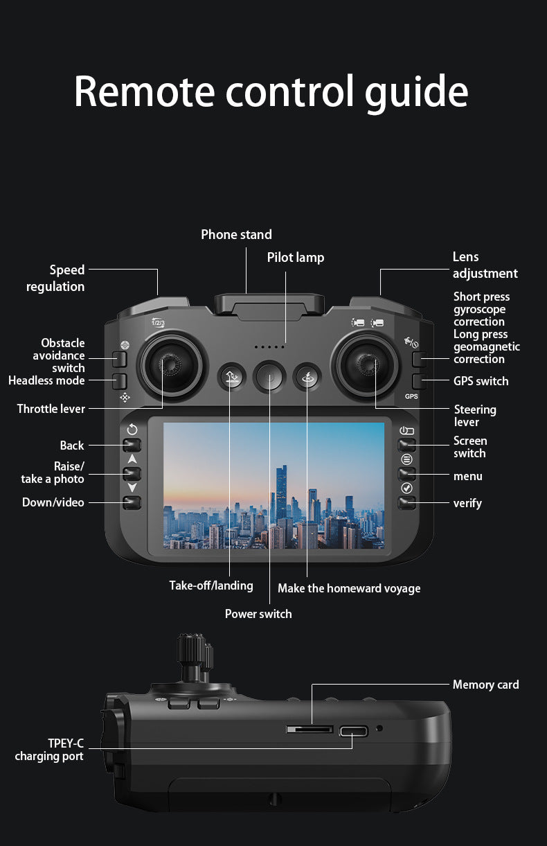 AE8EVO Screen-controlled Brushless Drone HD Aerial Photography GPS Return Folding Intelligent Obstacle Avoidance Screen Display Remote Control Airplane