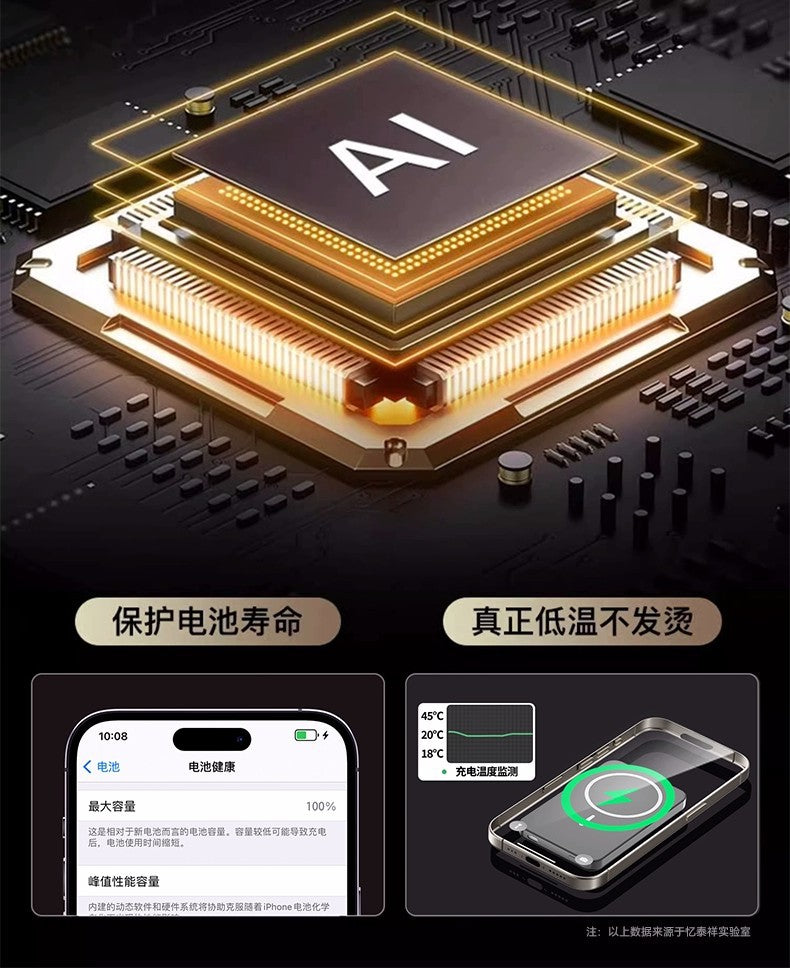 Suitable for Apple Magsafe Magnetic Wireless Power Bank Aluminum Alloy Fast Charging Portable Thin and Light Power Bank Customized