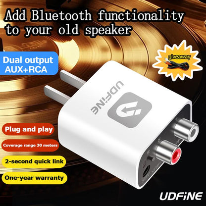 UDFINE Smart Bluetooth 5.4 Receiver to AUX/RCA Converter for Old Speakers | High-Quality Stereo Sound | Plug & Play | No Setup Hassles | Upgrade Your Audio Experience Audio Smartphone connection apx home amplifier mixer Wireless Set