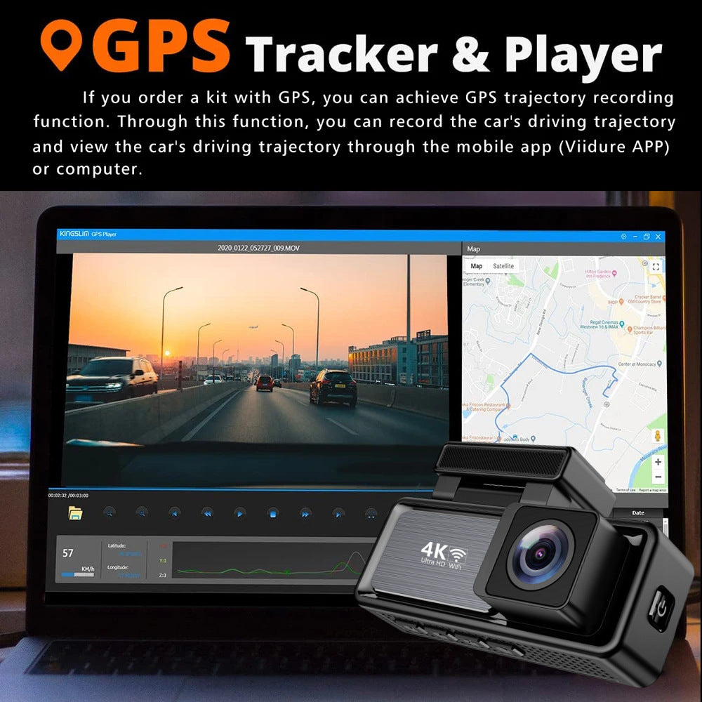 Driving Recorder4K Ultra HD Night Vision2025New wireless car-mounted dual-camera front and rear360Panoramic View