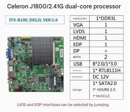 J1900 J1800 Motherboard Mini-ITX SBC IPC Mainboard industrial Fanless Board Mini ITX with ATOM DC-12V COM LAN LVDS VGA EDP LPT