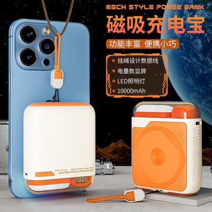 Magnetic Wireless Charger10000mAh Power Bank with Stand PD20W Two-way fast charging cross-border power bank with built-in cable