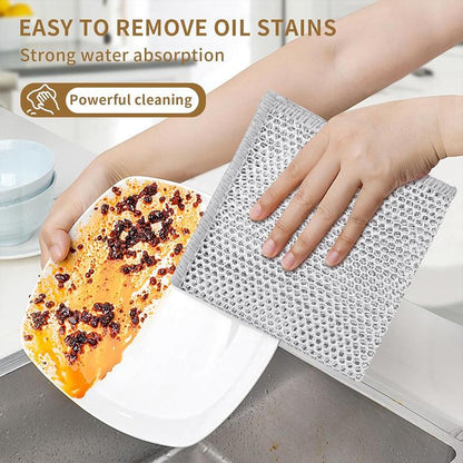 【Freeship】12-Pack Dishwashing Rags, Multipurpose Non-Scratch Wire Dishcloths for Wet and Dry Use,Reusable Wire Cleaning Cloths for Kitchen, Sinks.and Pans Silver Removable, Washable & More