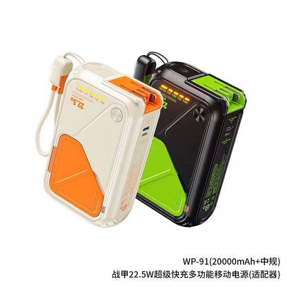 AC Plug Charger20000Ma  5-in-1 Wireless Magnetic Charging22.5W Fast Charging Built-in Cable Portable Power Bank