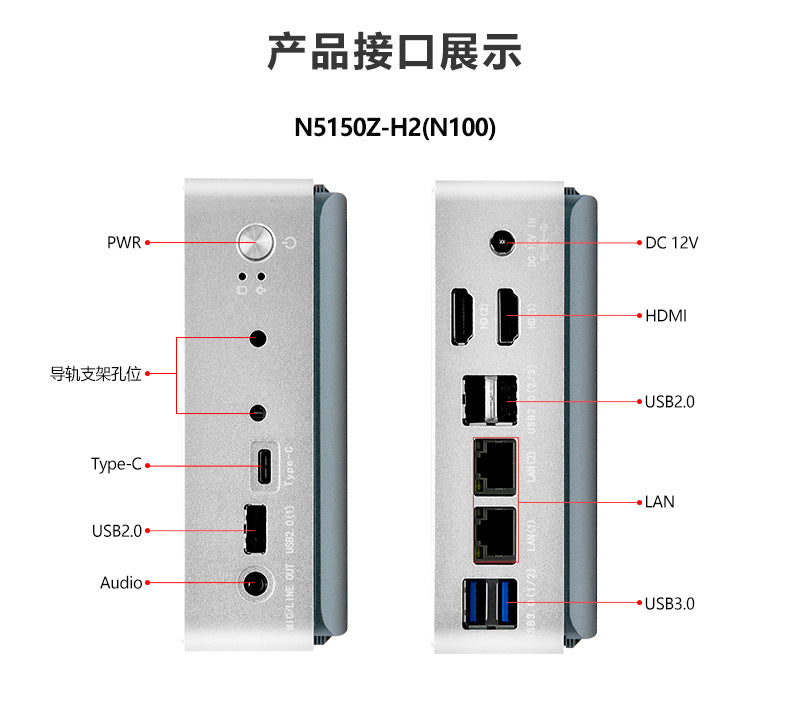 12th Gen N100 Mini Host Low Power Consumption Micro Dual Network Industrial Control Computer J6426 Industrial Small Host