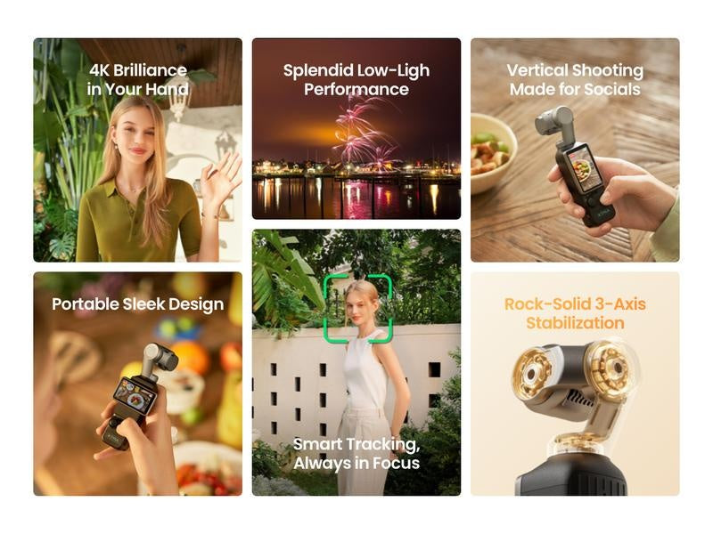 Xtra Muse Vlogging Camera with 1'' CMOS 4K/120fps Videos 3-Axis Gimbal Stabilizer Fast Focusing Face/Object Tracking Portable Handycam Camcorder