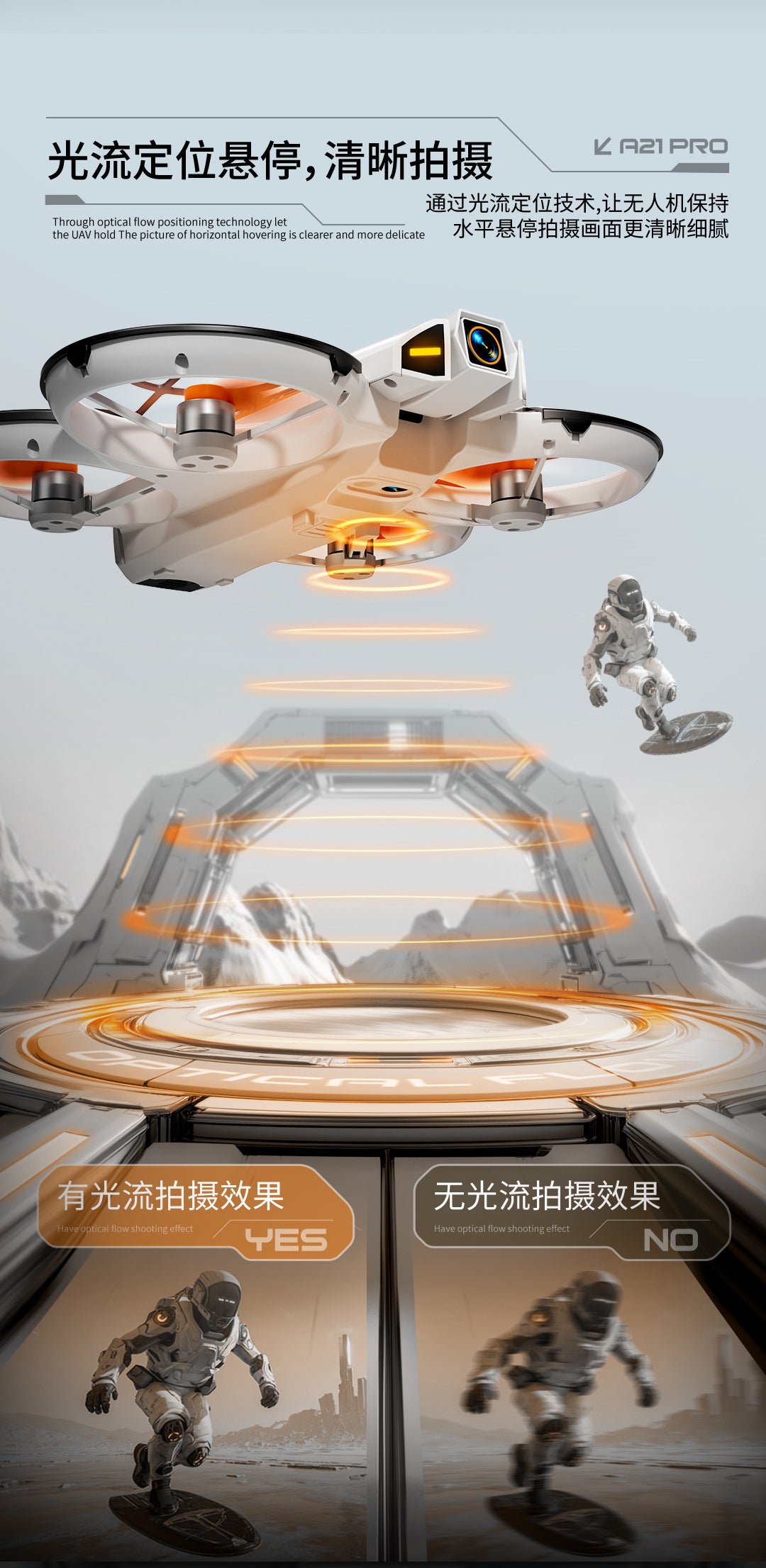 Cross-Border A21Drone Brushless Motor Mecha Style Aircraft Optical Flow Positioning Aerial Photography Full Protection Remote Control Airplane