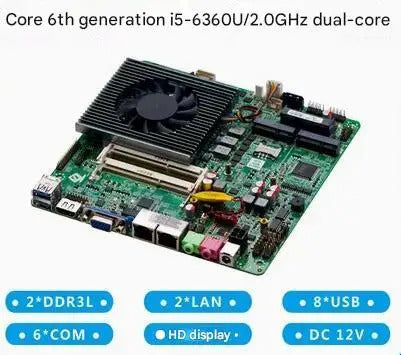 i5-6360u i7-6660u Mini-ITX Motherboard 6th Core Intel CPU IPC SBC Embedded Ultra-thin Mainboard with 6COM 2LAN DC12V DDR3L 8USB