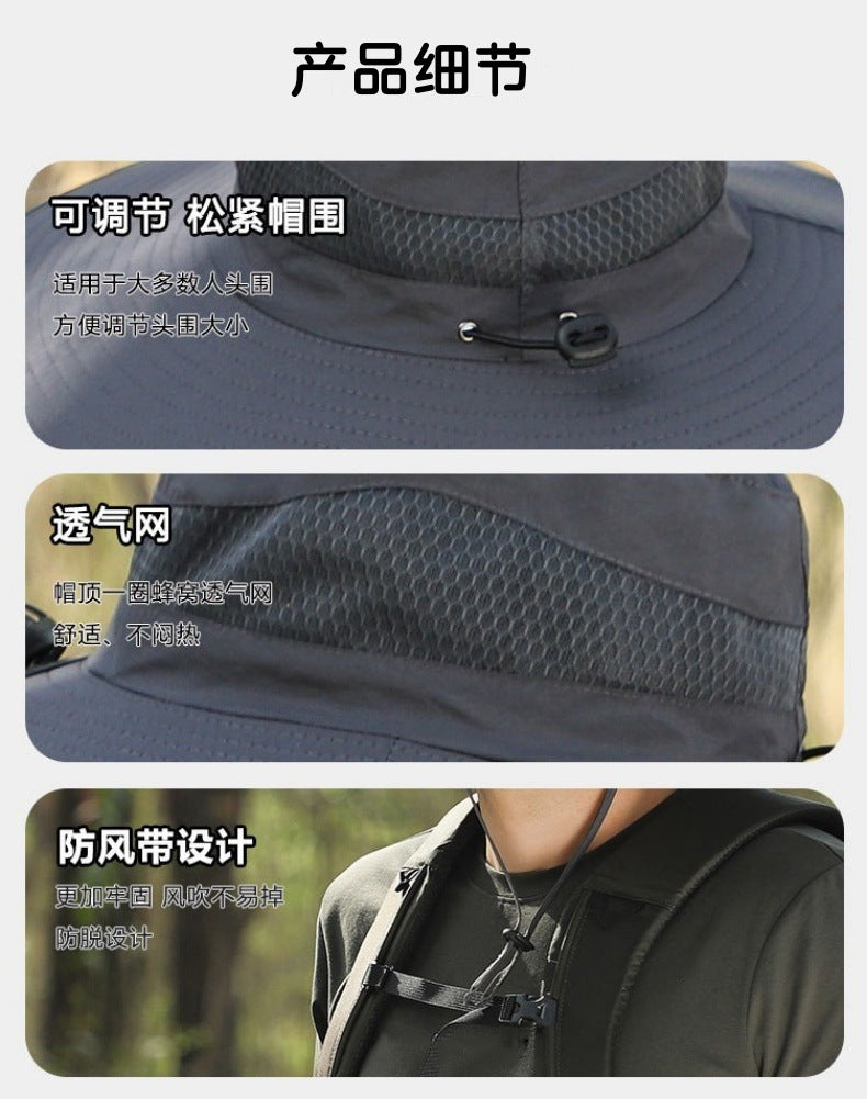 Foreign Trade Hot Item Solar Hat Rechargeable Dual Fan Men's Fishing Fisherman Hat Outdoor Sun Hat Sun Protection Hat