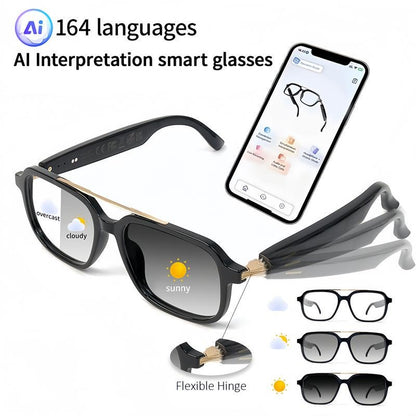 AI Interpretation Smart Glasses,160 Languages, Chat GPT,Audio Glasses for Men And Women,Microphone And Speaker, HD Voice Calls And HIFI Music Quality,Hands-Free Calling,Color Changing Lens, Suitable for  Riding,Driving,Travel,Black Friday & Cyber Monday