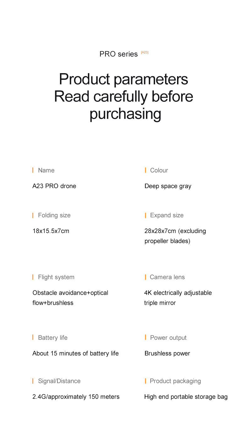 Cross-Border A23 PRO Drone HD Aerial Photography Quadcopter Brushless Obstacle Avoidance Remote Control Aircraft Export Toy