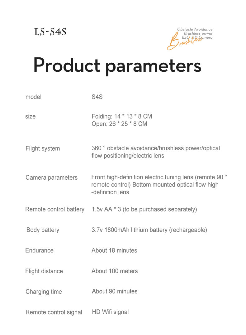 Cross-border Drone Brushless Motor ESC HD Lens Optical Flow Positioning Remote Control Aircraft Obstacle Avoidance Quadcopter