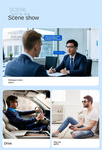 Black Technology Translation Smart Wireless Bluetooth Headset Myopia Glasses Anti-Blue Light Voice Call IOS Android Universal