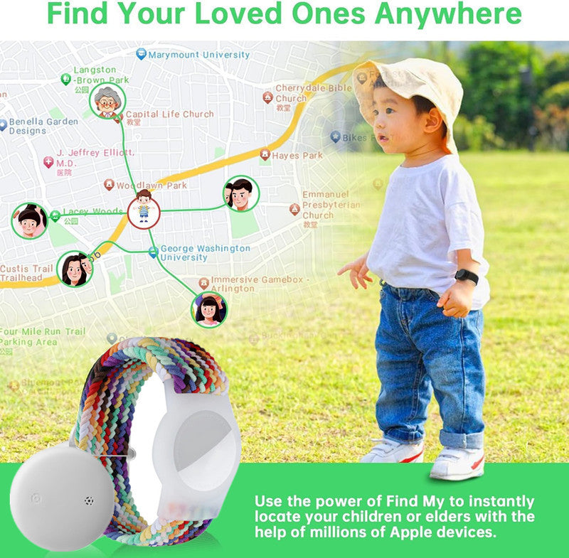 Cross-Border Find My Global Positioning Tracker Suitable for Children Woven Pattern Bracelet Strap(Only iOS）