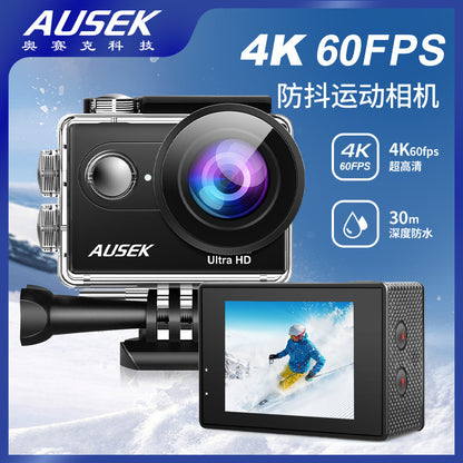 Cross-border new arrival4k Waterproof action camera with anti-shake dual screen HD wifi Outdoor shooting cycling diving camera
