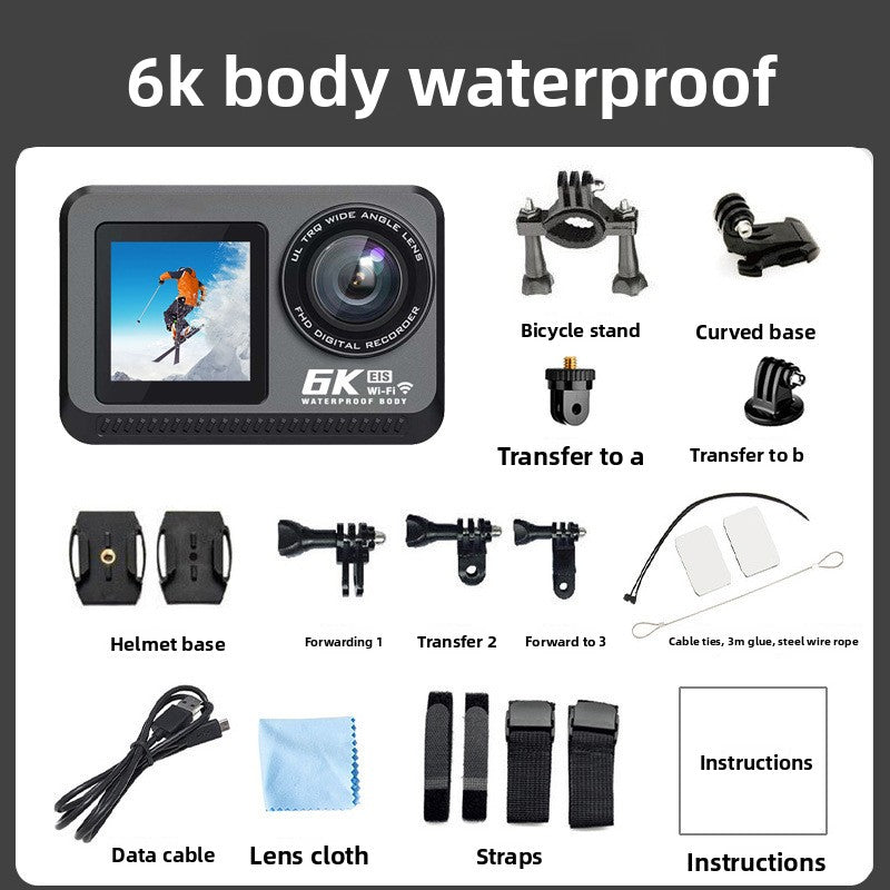6K Sports Camera Anti-Shake Bare Camera Waterproof Outdoor Cycling Shooting Diving Fishing Sports Camera Cross-Border New Model