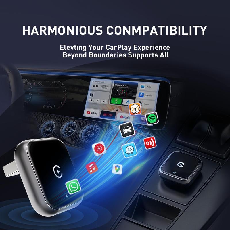 2026 latest model 2 in 1 Wireless  CarPlay Adapter, for Both Apple and Android, Converts Wired to Wireless,Fast Connection, No Latency