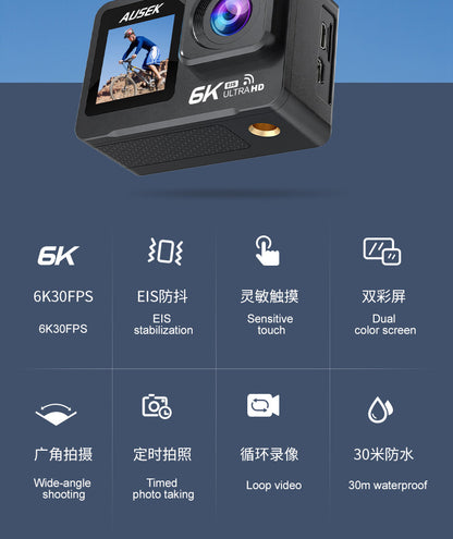 6k Sport Action Cam Camera Cross-Border6k Sports Camera Anti-Shake Waterproof6k Cycling Computer
