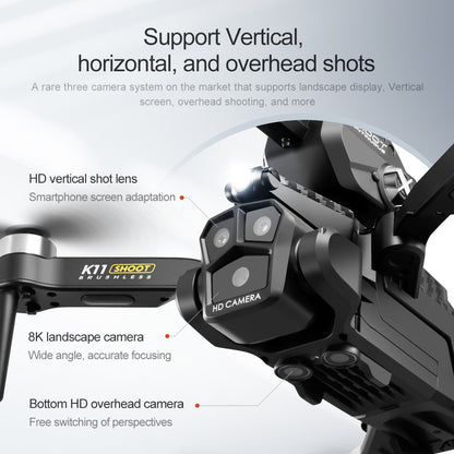 K11Max Drone Brushless Motor Three-Camera Aerial Photography Quadcopter Water Bomb Launch Remote Control Aircraft Drone