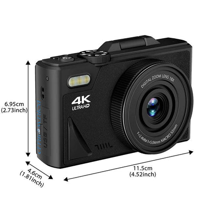 4K 64MP Digital Camera, 3.0 Inch 180° Flip Screen Vlogging Camera With LED Fill Light, 18X Digital Zoom Camera With Rechargeable Battery, 32GB TF Card