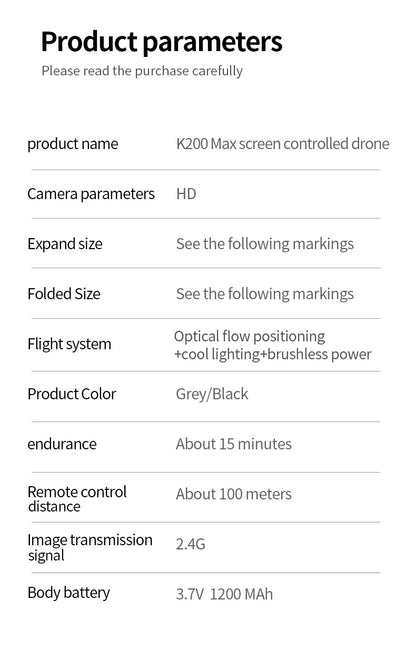 Cross-Border K200 Drone Brushless with Screen Aerial Photography Aircraft Optical Flow Positioning Color Light Full Protection Remote Control Plane