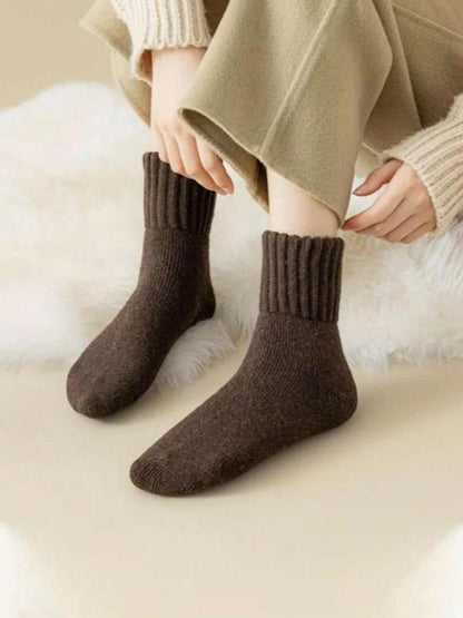 Women's Solid Mid-calf Socks, Casual Soft Comfy Warm Socks for Fall & Winter, Women's Socks for Daily Wear