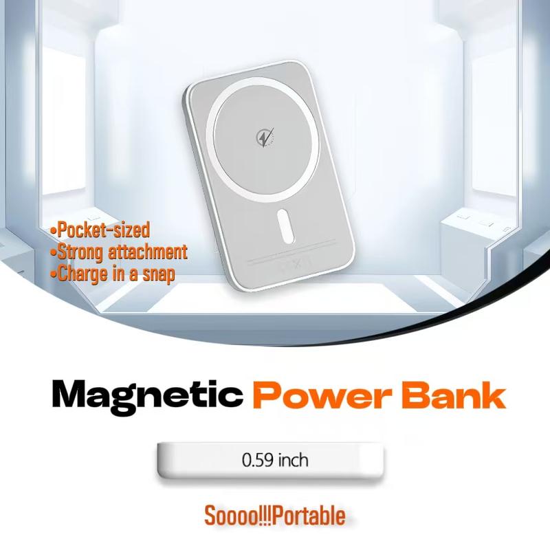 6-in-1 Magnetic Charging and Bluetooth  earphones Kit: MagSafe battery pack, Fast Charge, MagneticPower Bank, Wireless Charger, Type-C toLightning Cable, Adapter & Audio Support,Compact & Portable