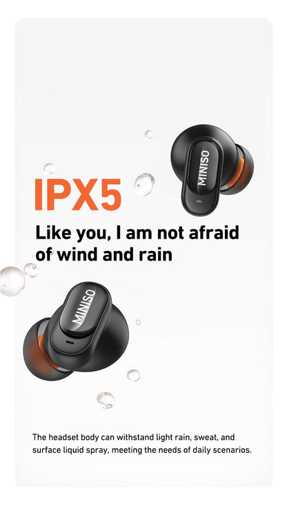 MINISO MS105 Wireless Earbuds Bluetooth 6.0 Earphones, In Ear Earbuds,Waterproof Wireless Earphones, Suitable for Office, Sports, Study and Audio Calls, Built in Microphone, Gaming Bluetooth Headphones