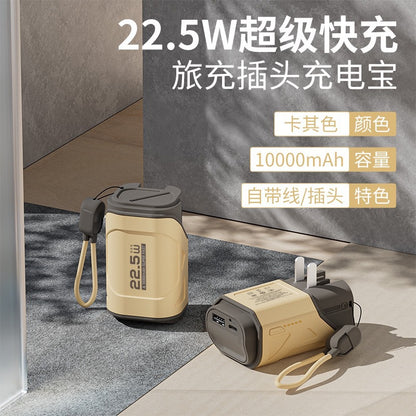 New Portable PD Fast Charge22.5W Wall Charger AC Plug10000mAh power bank with data cable portable charger