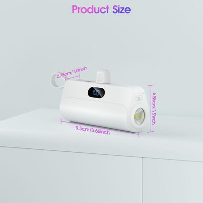 5000mAh Portable Mini Power Bank with Built-in Cables, Mobile Power Bank Charger with LED Digital Display & Flashlight, Suitable for iPhone 15/14/13, Galaxy S21 & More, Phone Accessories, Electronics Accessories