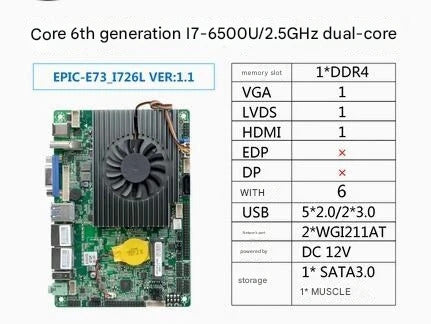 I5-6200u I5-6300u i7-6500u Motherboard 3.5" SBC IPC Mainboard industrial 3.5 inch with Quad Core DC-12V 6COM 2LAN LVDS VGA