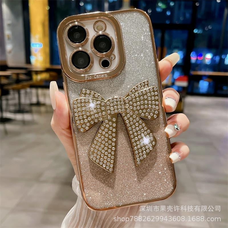 Luxurious Transparent Glitter Diamond Bowknot Case for iPhone 15 14 13 12 11 Pro Max, Apple 14 Pro Shockproof 13