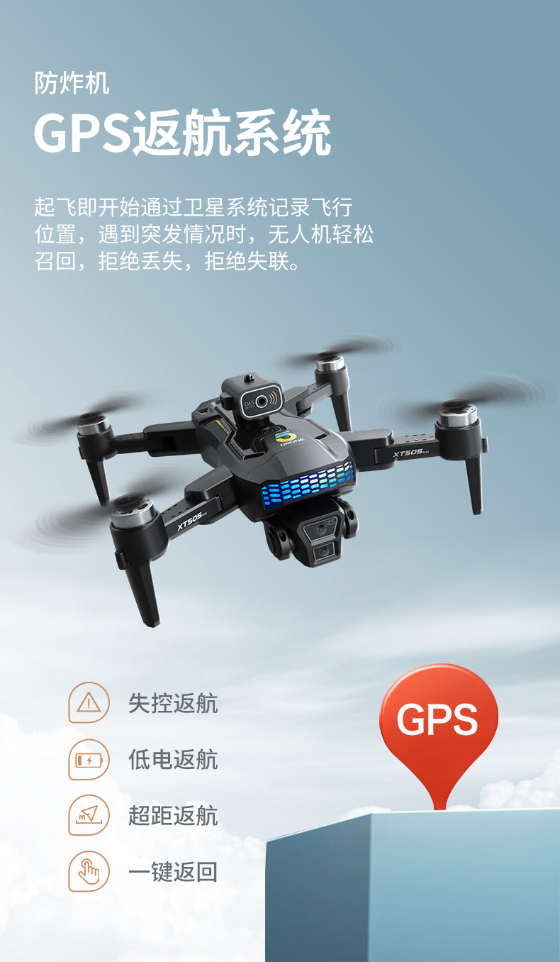 Cross-Border XT505Uav GPS Positioning Brushless Motor HD Dual Camera Aerial Photography Obstacle Avoidance Remote Control Aircraft Drone