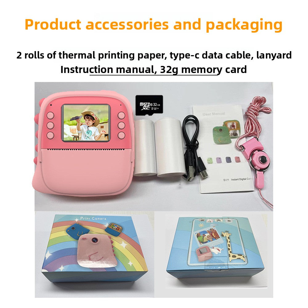 Polaroid Cross-Border HD Photo and Video Children's Camera with Silicone Case Student Children's Print Camera Photo Paper