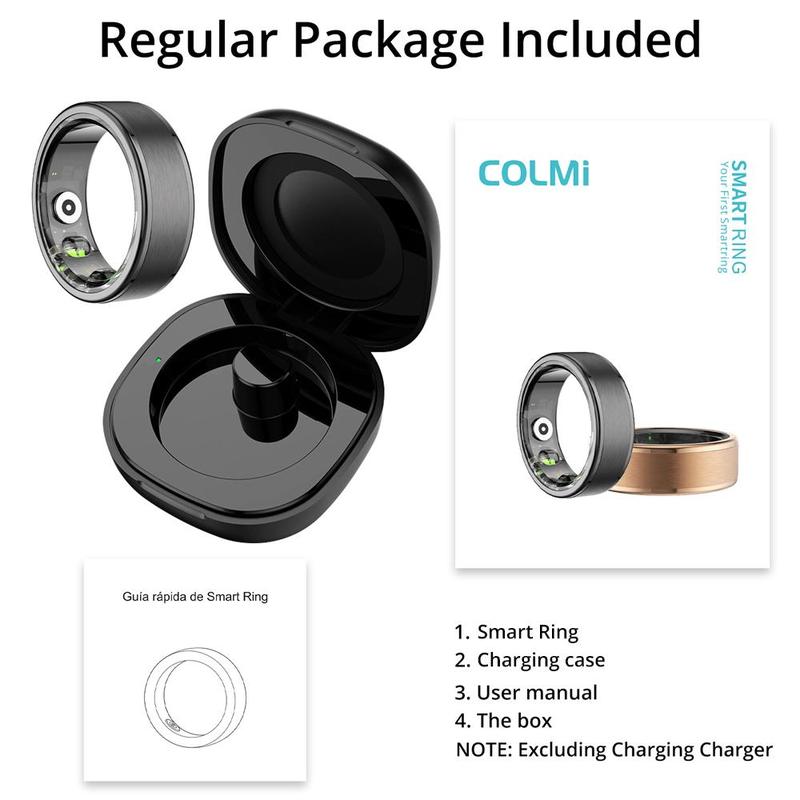 ColMi R03 Smart Ring, Waterproof Smart Ring with Charging Compartment, Fashionable Stainless Steel Ring for Men & Women