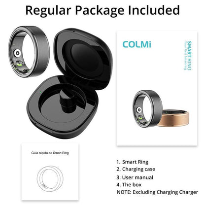 ColMi R03 Smart Ring, Waterproof Smart Ring with Charging Compartment, Fashionable Stainless Steel Ring for Men & Women