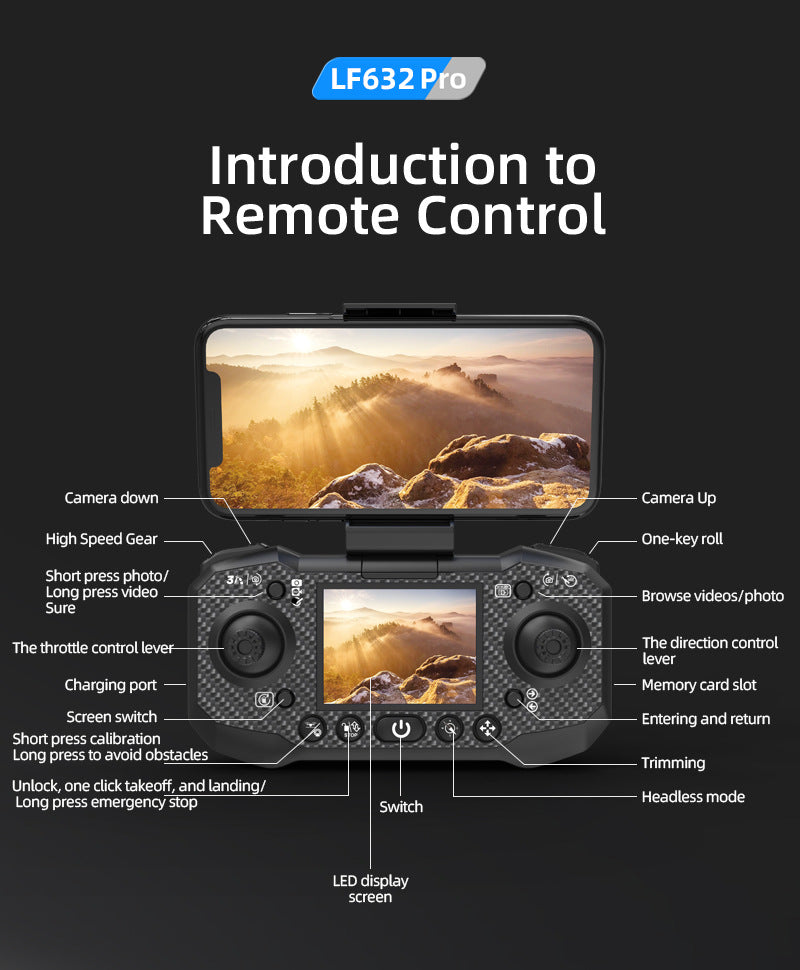 Cross-Border LF632Drone with screen control, optical flow positioning, quadcopter with brushless motor Remote Control Airplane Toy