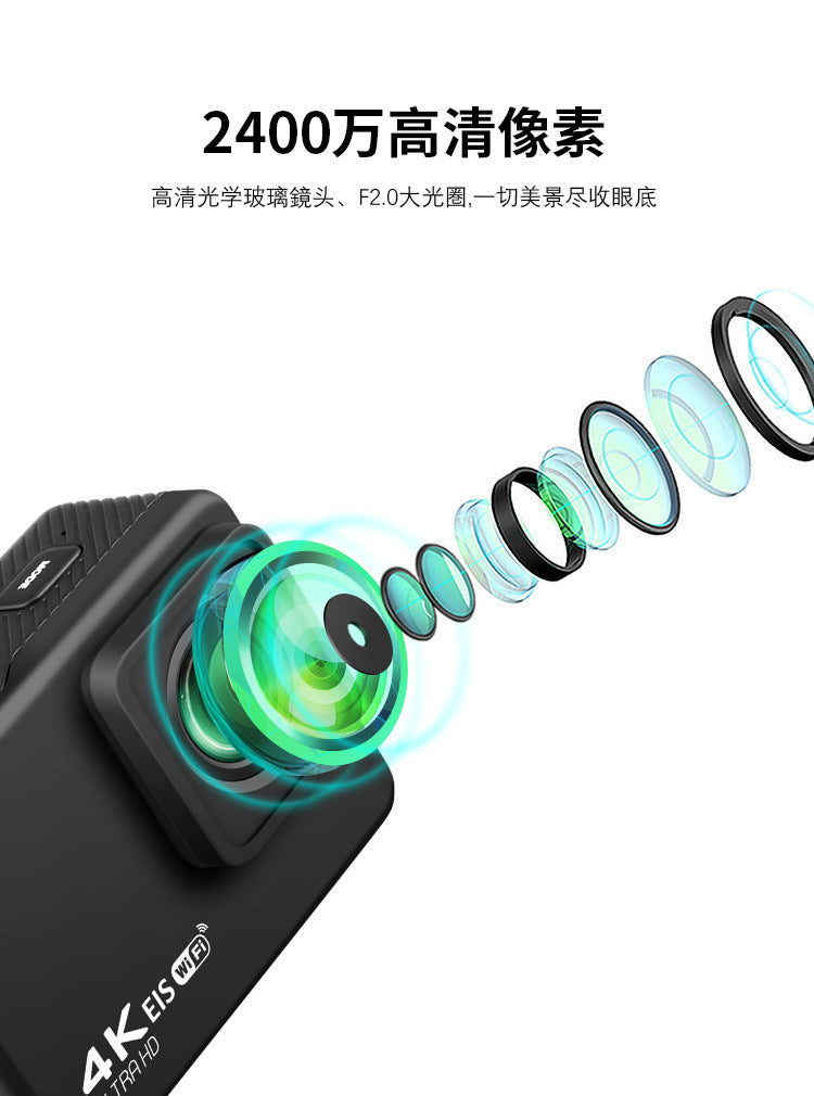 Cross-Border4k Action camera waterproof and anti-shake HD wifi Remote Control Outdoor Shooting Cycling Sports Camera Factory