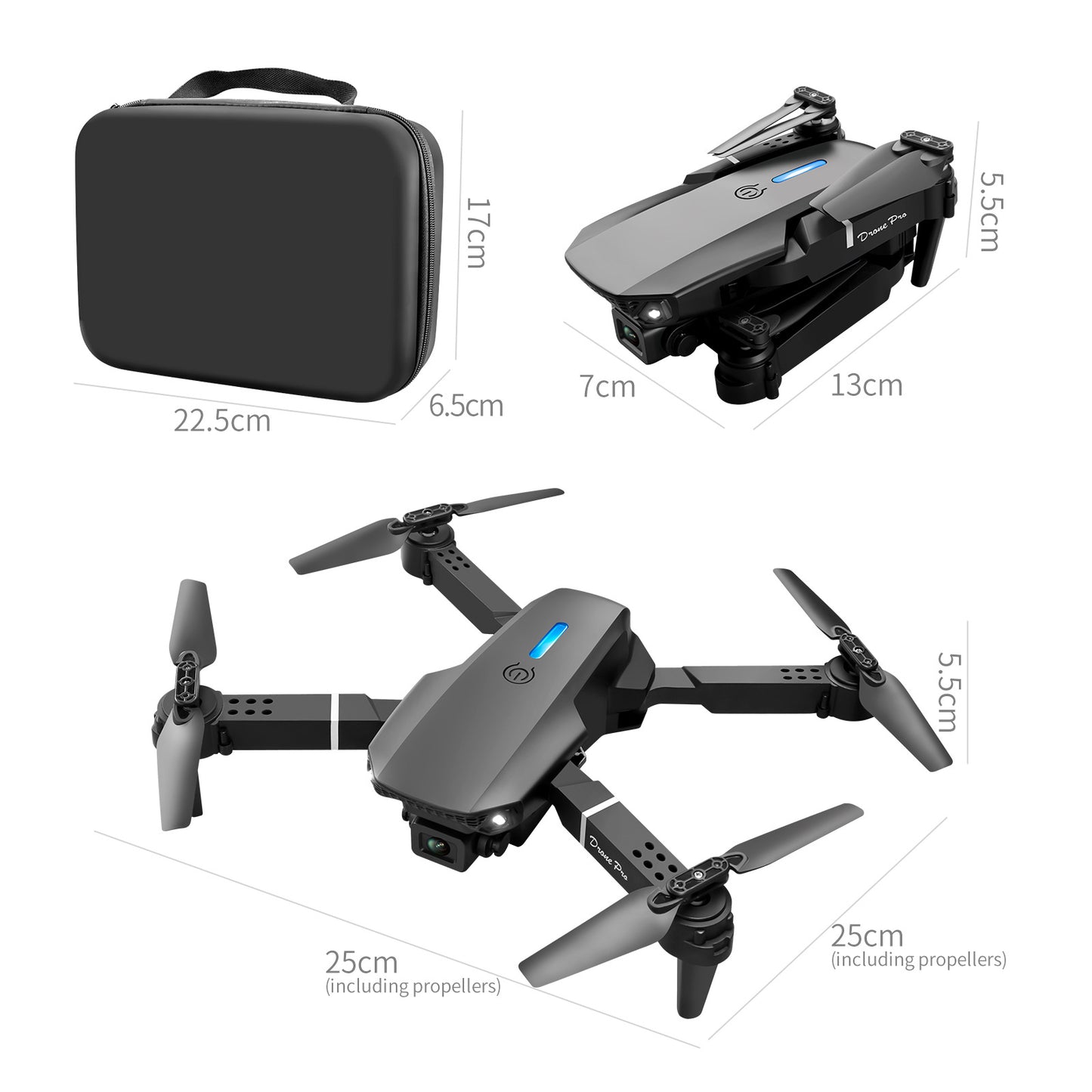 Cross-Border E88/E99D Screen-Controlled Drone with Lights, Foldable Dual Camera, Optical Flow Aerial Photography, Remote-Controlled Aircraft, Quadcopter