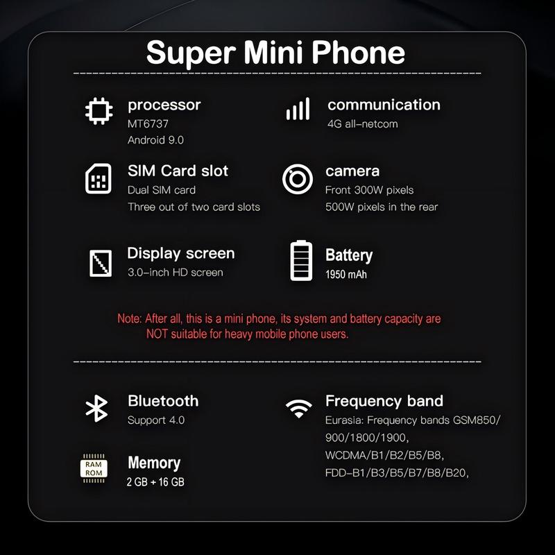 3 Inch Ultra-thin Smart Phone, Android 9.0 2GB RAM 16GB ROM Unlocked Smartphone with 5MP Camera, GPS Bluetooth-compatible 4 Core Smart Cellphone with Phone Case, Cell Phone Gifts for Mom, Android Phone